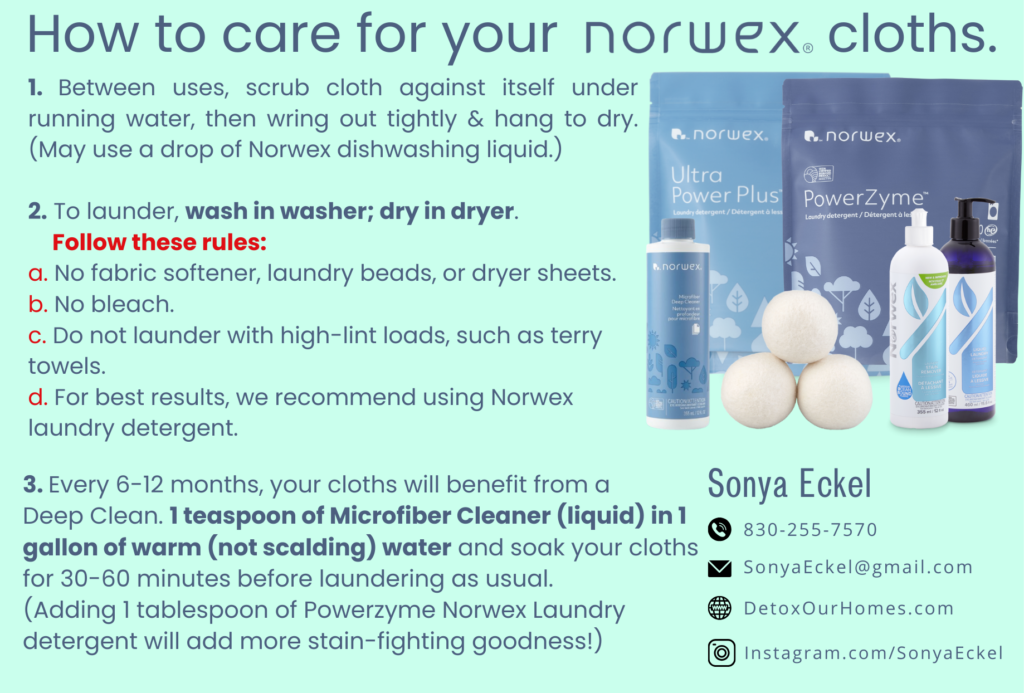 Norwex Cloth Care Instructions