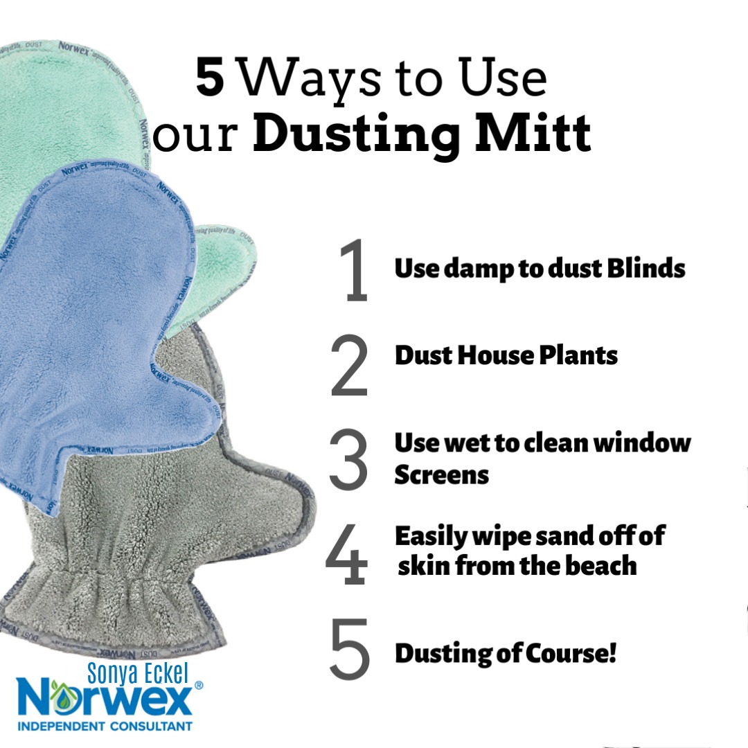NORWEX DUSTING MITT GRAPHITE Gray Microfiber AntiBac Washable Reuse Dust Wet Dry