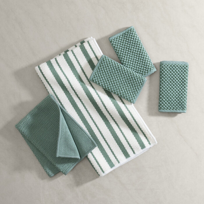Norwex New Kitchen Towel Stripe Spruce and Kitchen Cloth